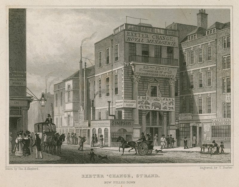 Exeter Change, The Strand, Londen door Thomas Hosmer Shepherd
