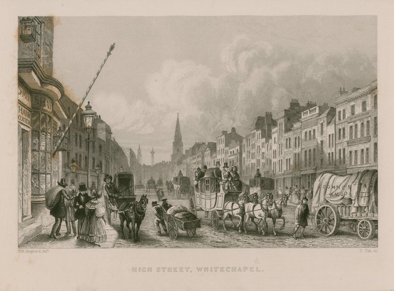 Hoofdstraat in Whitechapel door Thomas Hosmer Shepherd