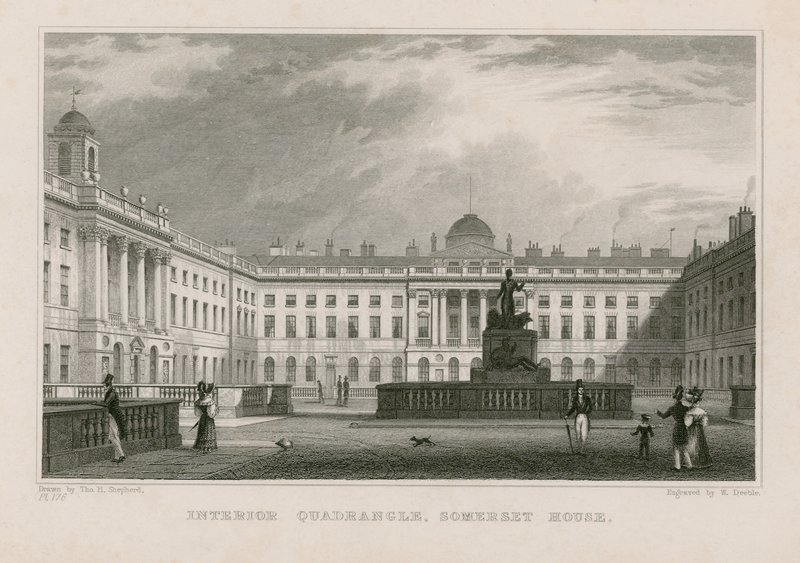 Binnenplaats, Somerset House door Thomas Hosmer Shepherd