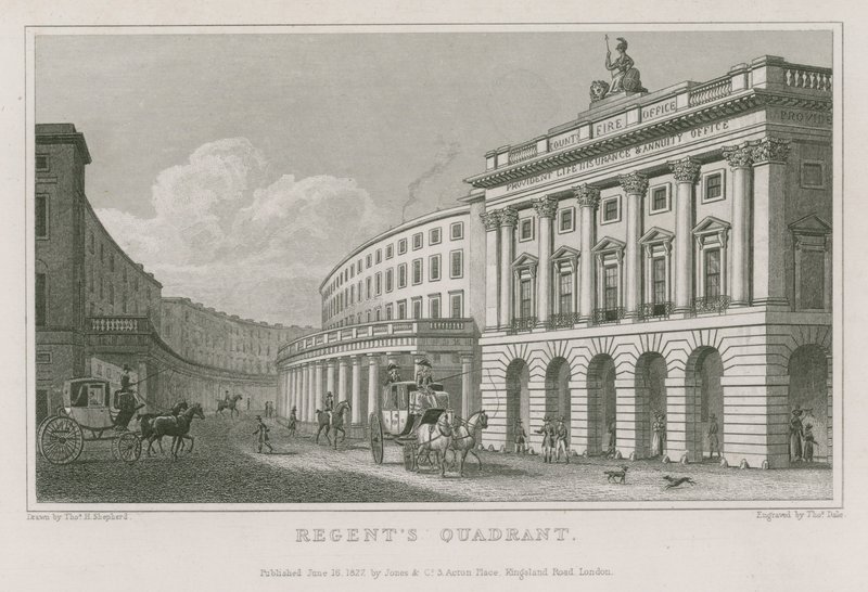 Quadrant, Regent Street, Londen door Thomas Hosmer Shepherd