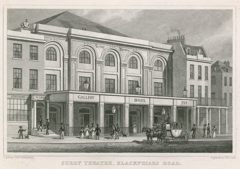 Surrey Theatre, Blackfriars Road, Londen door Thomas Hosmer Shepherd