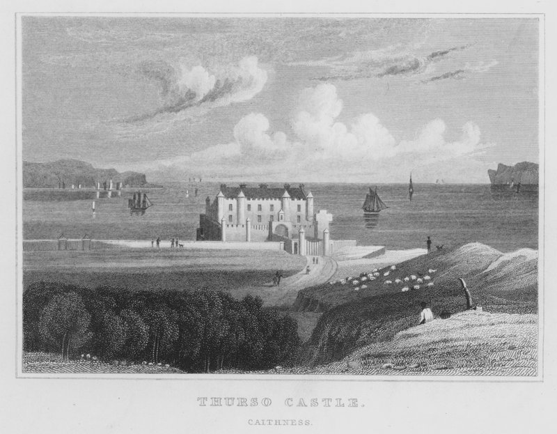Thurso Castle, Caithness (gravure) door Thomas Hosmer Shepherd