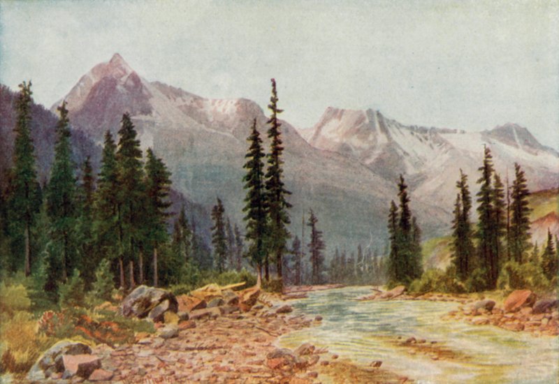 De Rocky Mountains (kleur litho) door Thomas Mower Martin