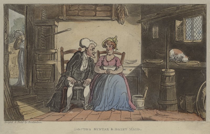 Doctor Syntax en melkmeid door Thomas Rowlandson