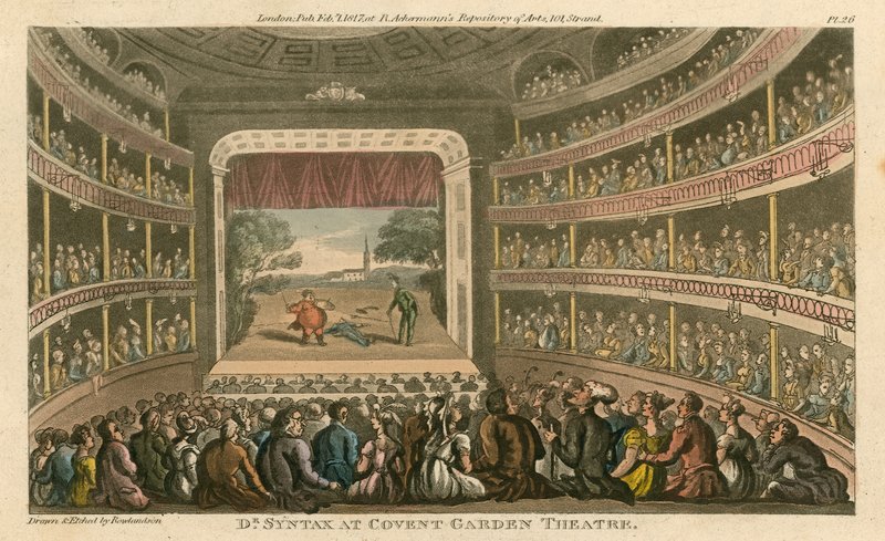 Dr Syntax in Covent Garden Theater, Londen door Thomas Rowlandson