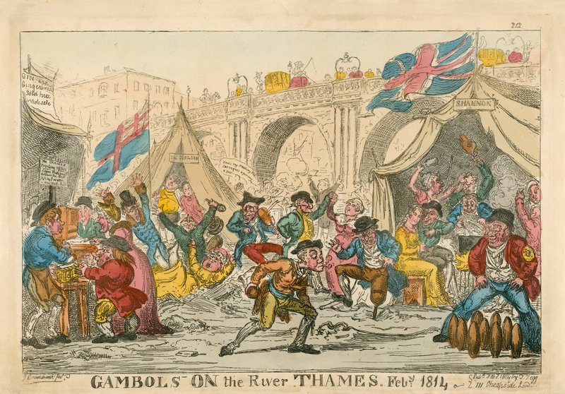 Spelen op de rivier de Theems, februari 1814 door Thomas Rowlandson