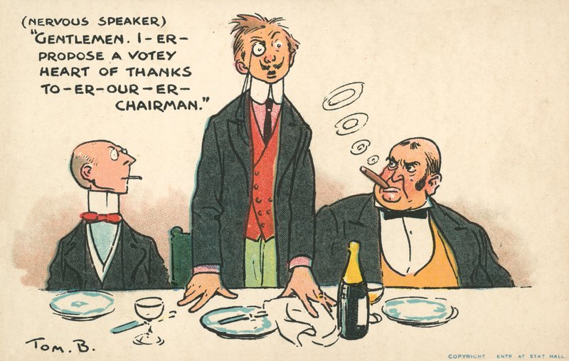 Openbare toespraken (chromolitho) door Tom Browne
