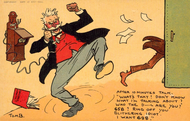 Verkeerd nummer (chromolitho) door Tom Browne