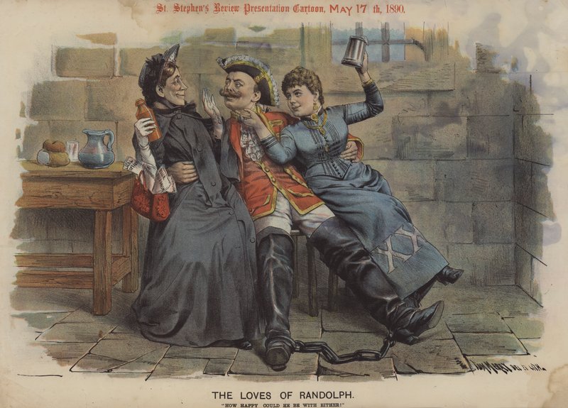 The Loves of Randolph (gekleurde litho) door Tom Merry