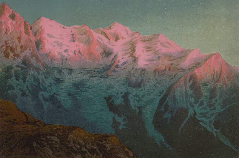 Zonsondergang op de Mont Blanc door Unbekannt Unbekannt