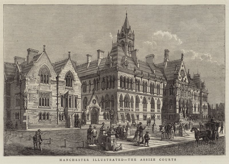 Manchester Illustrated, de Assize Courts door Walter Granville Smith