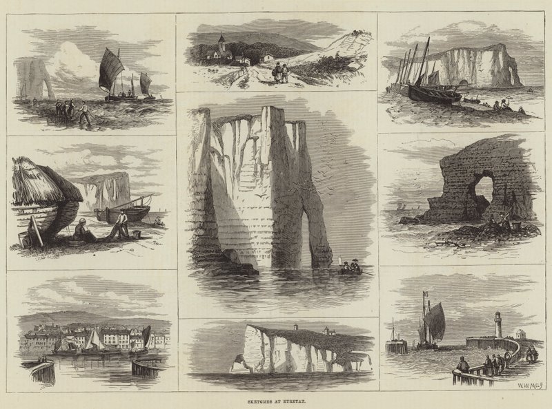 Schetsen in Etretat door Walter William May