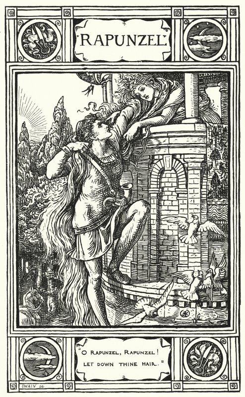 Rapunzel (gravure) door Walter (after) Crane