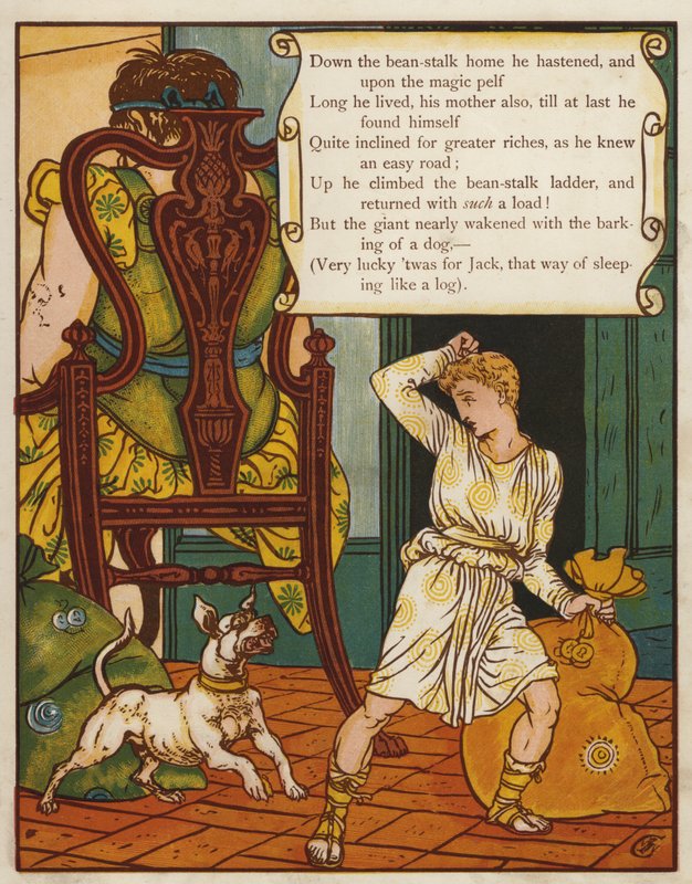 Jack en de bonenstaak (kleur litho) door Walter Crane