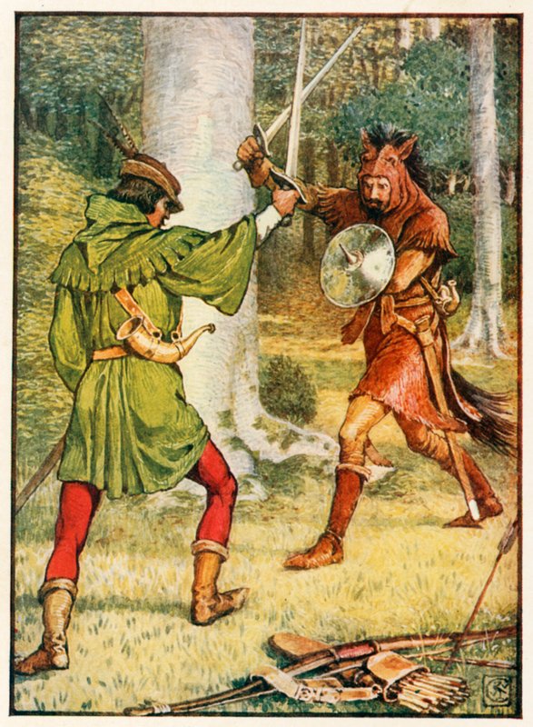 Robin Hood en Guy van Gisborne door Walter Crane