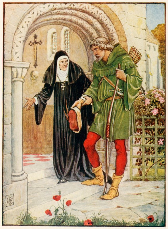 Robin Hood komt naar Kirklees Hall door Walter Crane