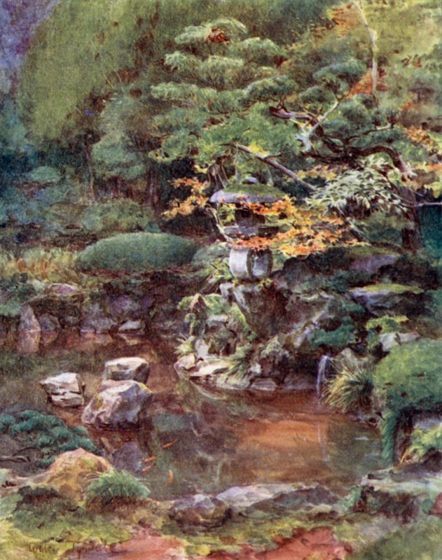 Tuin in Ashinoyu door Walter Frederick Roofe Tyndale