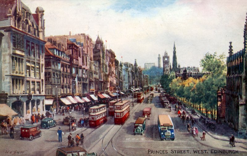 Princes Street, West, Edinburgh door Walter Henry Sweet