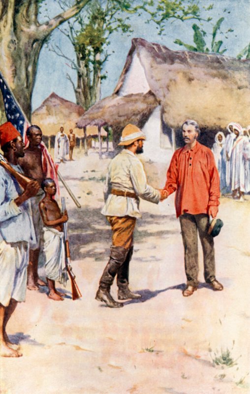Livingstone en Stanley in Ujiji door Walter Stanley Paget