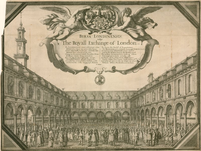 De Royal Exchange, Londen door Wenceslaus Hollar