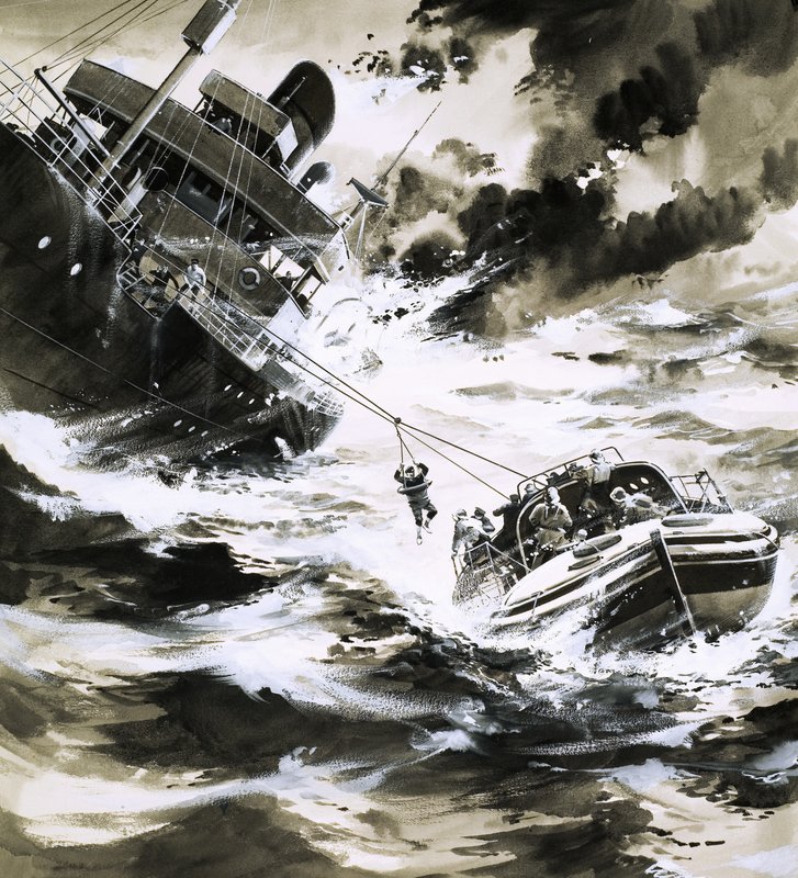 Redding op zee door Wilf (20th century) Hardy