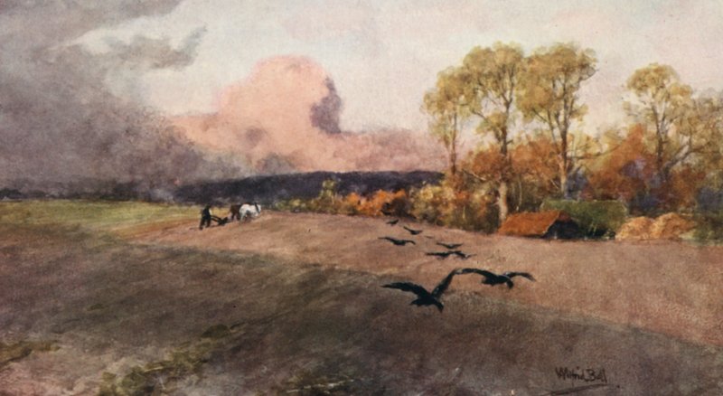 Ploegen (kleur litho) door Wilfrid Williams Ball
