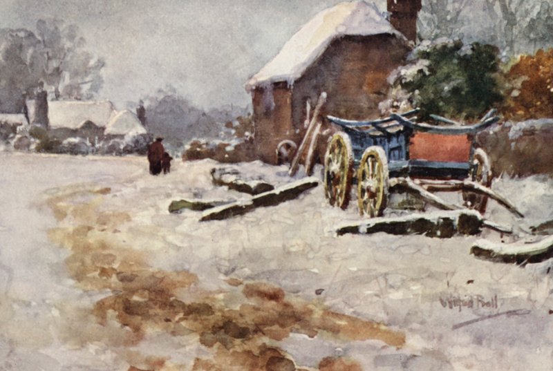 Winterscène (kleur litho) door Wilfrid Williams Ball