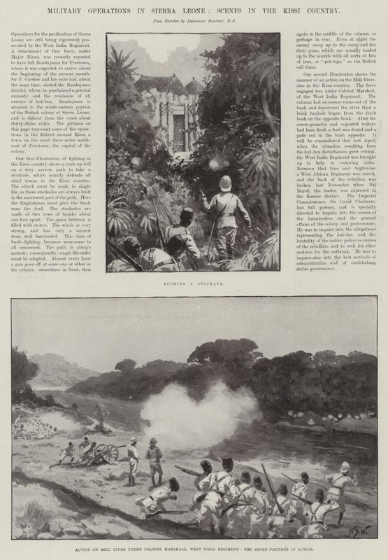 Militaire operaties in Sierra Leone, scènes in het Kissi-land door William Barnes Wollen