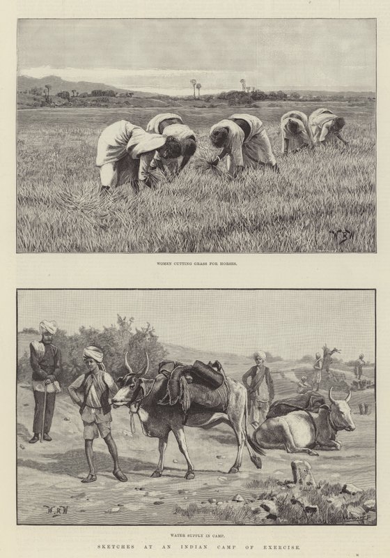 Schetsen in een Indiaans oefenkamp door William Barnes Wollen