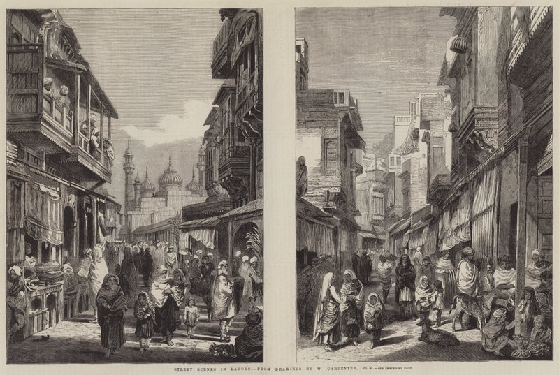 Straatscènes in Lahore door William Carpenter