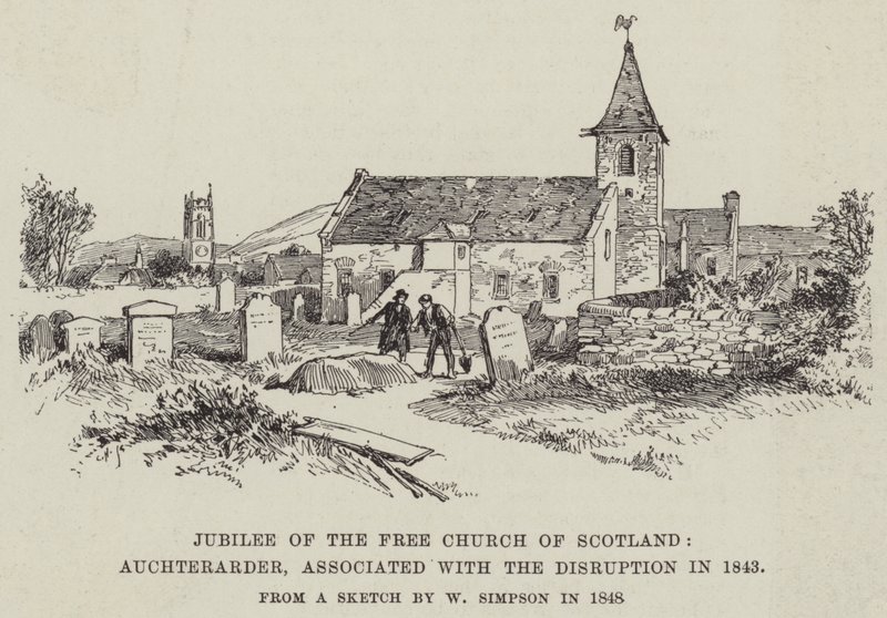 Jubileum van de Vrije Kerk van Schotland, Auchterarder, geassocieerd met de Scheuring in 1843 door William Crimea Simpson
