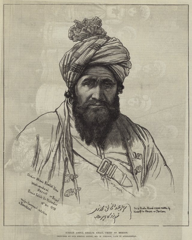 Sirdar Abdul Khalik Khan, hoofd van Bezoot door William Crimea Simpson