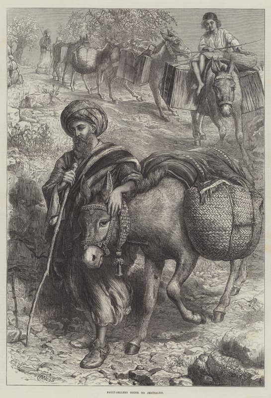 Fruithandelaren op weg naar Jeruzalem door William J. Webbe or Webb