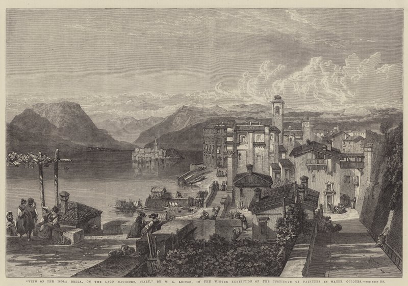 Uitzicht op Isola Bella, aan het Lago Maggiore, Italië door William Leighton Leitch