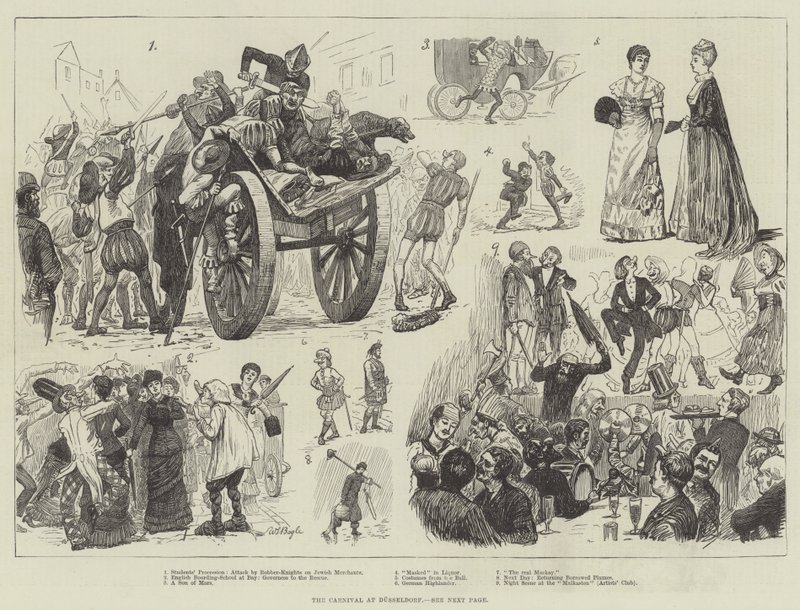 Het Carnaval in Düsseldorf door William Lockhart Bogle