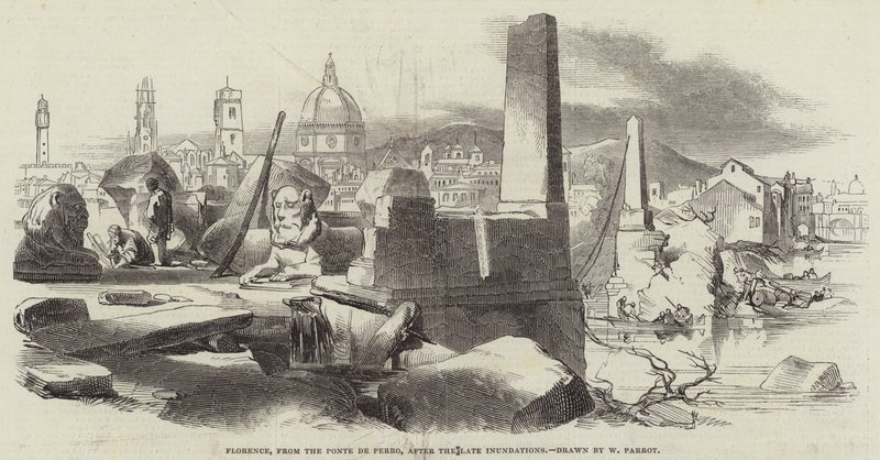Florence, vanaf de Ponte de Perro, na de recente overstromingen door William Parrott