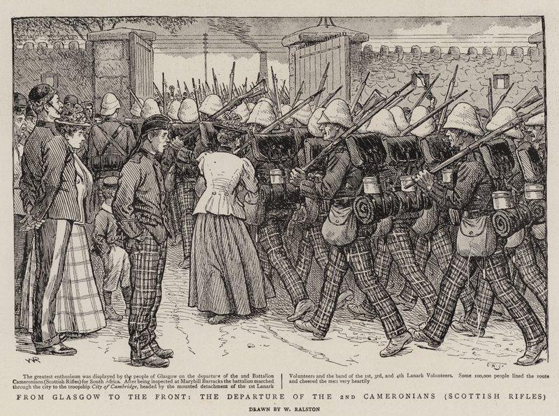 Van Glasgow naar het Front, het Vertrek van de 2e Cameronians, Schotse Geweer door William Ralston