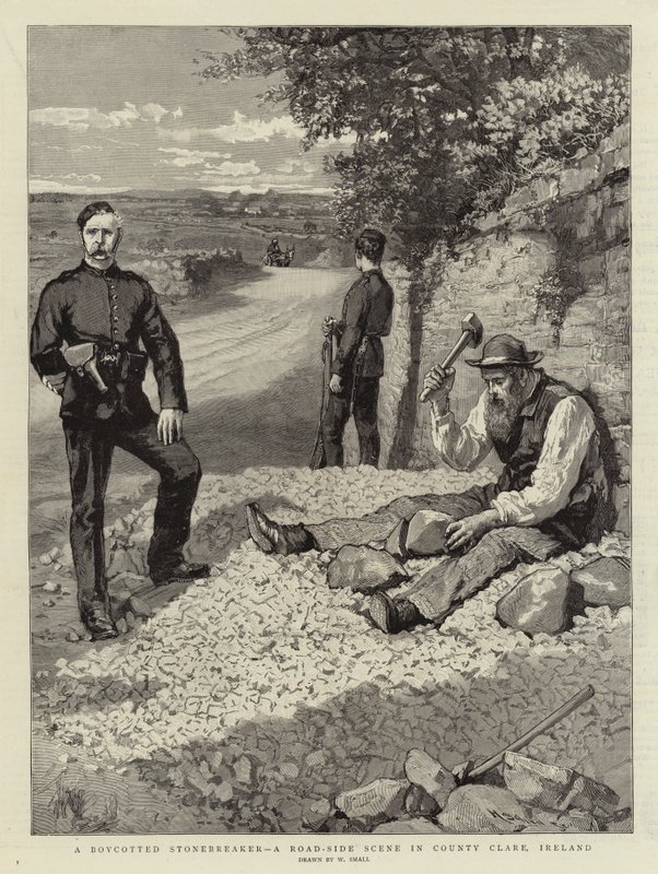 Een geboycotte steenbreker, een tafereel langs de weg in County Clare, Ierland door William Small