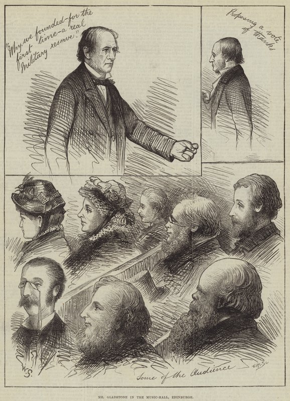 Mr. Gladstone in de Music-Hall, Edinburgh door William Small