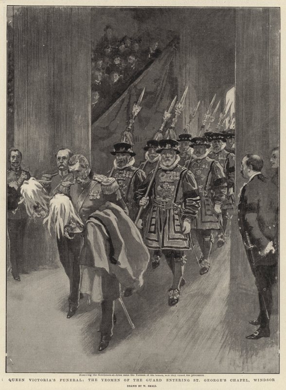 Begrafenis van Koningin Victoria, de Yeomen van de Garde betreden de St George