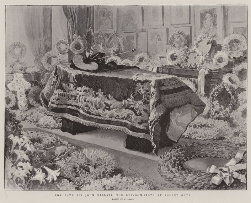 De overleden Sir John Millais, de opbaring bij Palace Gate door William Small