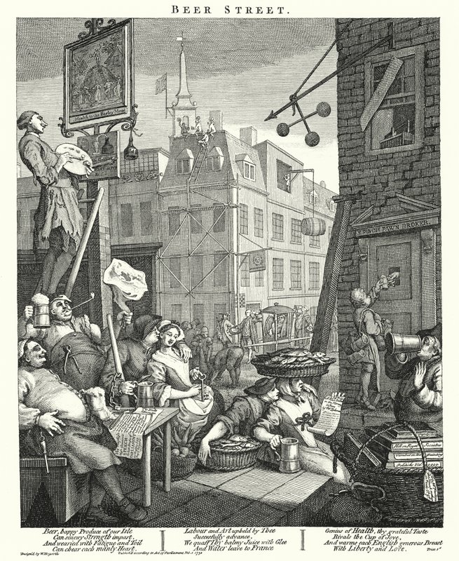 Bierstraat door William (after) Hogarth