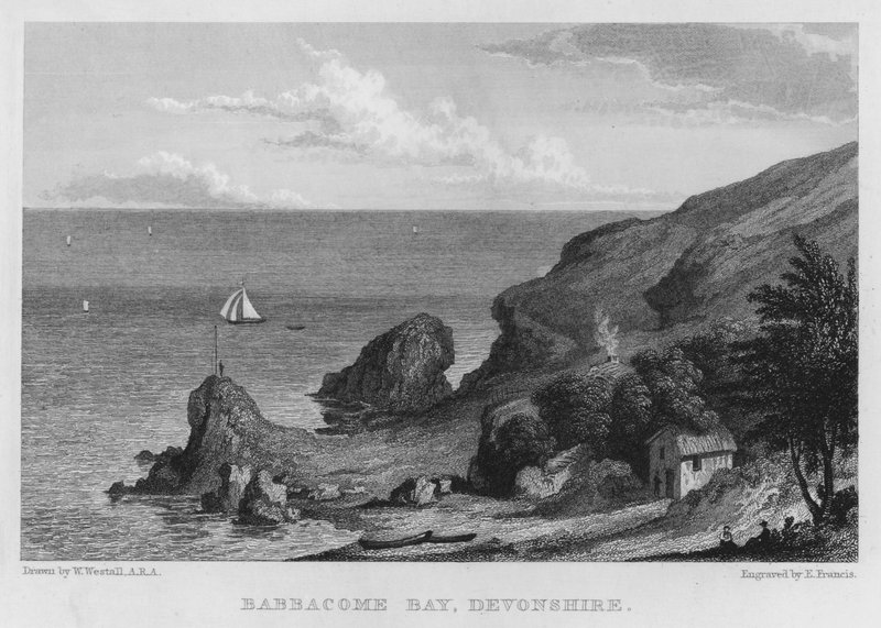 Babbacome Baai, Devonshire (gravure) door William (after) Westall