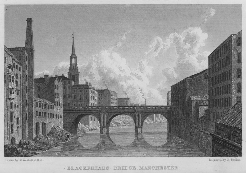 Blackfriars Brug, Manchester door William (after) Westall