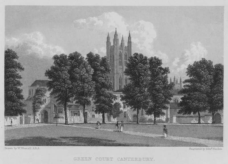 Green Court, Canterbury (gravure) door William (after) Westall
