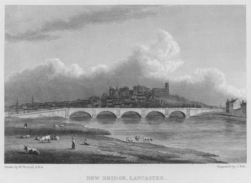 Nieuwe Brug, Lancaster door William (after) Westall