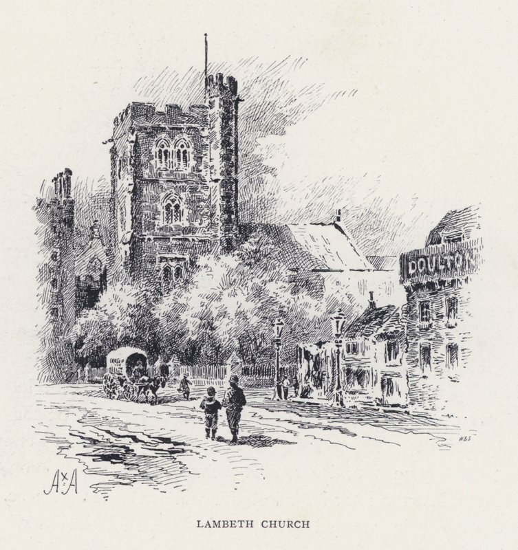 Lambeth Kerk (gravure) door William Alexander Ansted