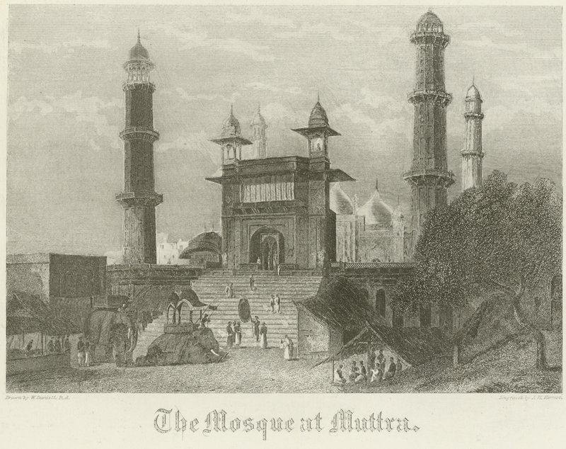 De moskee in Muttra door William Daniell