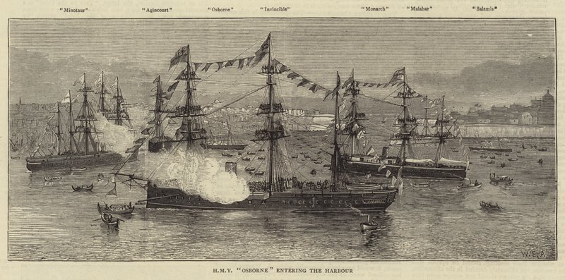 HMY Osborne vaart de haven binnen door William Edward Atkins