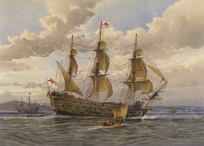Slagschip, circa 1650 door William Frederick Mitchell